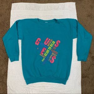 Vintage Guess Crewneck Turquoise Mens Size L